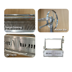 Parrilla <span class=keywords><strong>de</strong></span> carbón Santa María <span class=keywords><strong>de</strong></span> acero inoxidable integrada, barbacoa argentina <span class=keywords><strong>con</strong></span> altura ajustable, rostizador, parrilla en V 304, <span class=keywords><strong>cocina</strong></span> exterior - Product Image 4