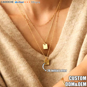 สร้อยคอ CAIOOCHE ชุบทอง 18K สแตนเลสสตีล สร้อยคอจี้ตัวอักษร 26 ตัวอักษร<span class=keywords><strong>แบบ</strong></span>กำหนดเองสำหรับผู้หญิง - Product Image 1