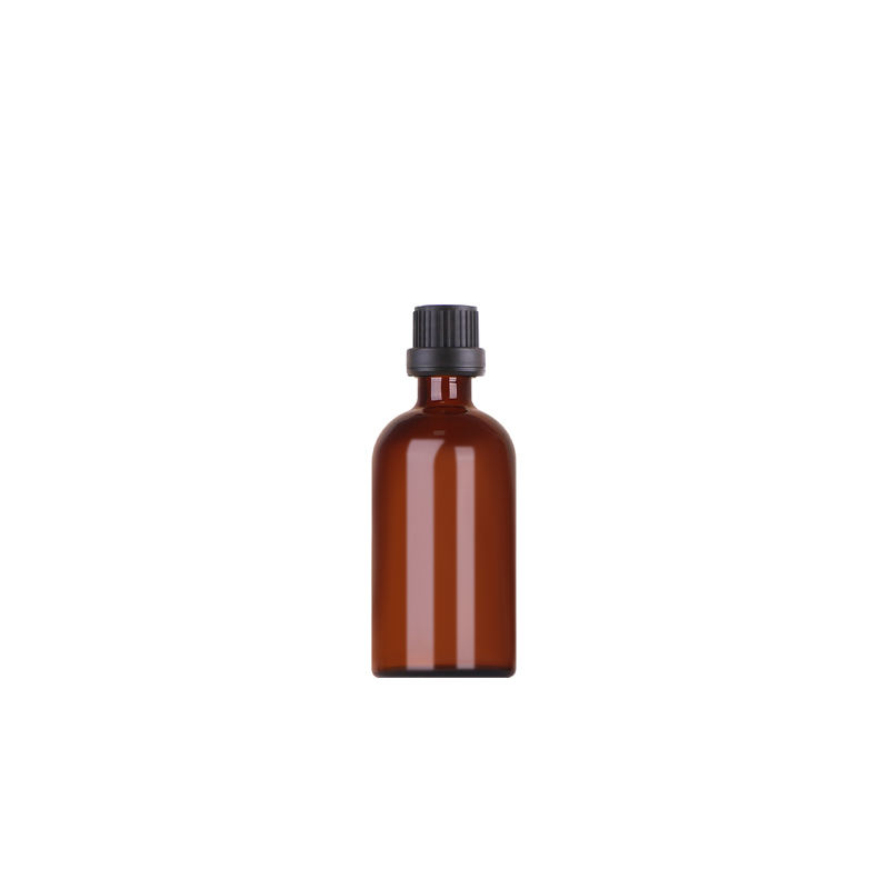 Amber bottle with black cap