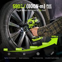 Llave de Impacto sin Escobillas de 21V, Alto Torque, Martillo Doble de 1/2 Pulgada, 800Nm, Batería de 4.0Ah, CE, Kit de Alta Resistencia