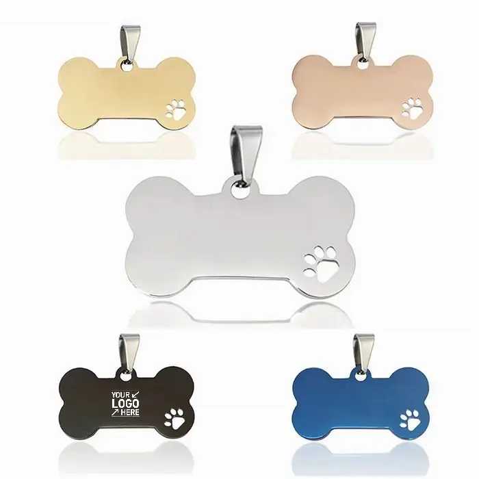 Customized Logo Hollowed Out Dog Claw Bone Shape Tag Stainless Steel Bone Shape Dog Tag Stainless Steel Pet Tag Pet Pendant