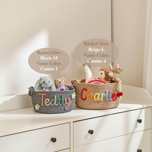 Custom Personalized Cotton Rope Storage <strong>Basket</strong> Set Hand Crocheted Name Toy Organizer Customizable Size/Color <strong>Baby</strong> Nursery - Product Image 6