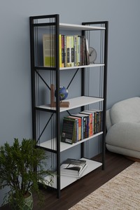 <b>Book</b> Shelf Bookcase 5 Tier Bookcase Simple Design Display Stand Floor Standing <b>Library</b> Bookshelf Storage Rack Modern Shelf - Product Image 2