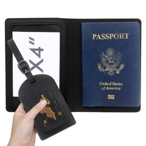 Ensemble de porte-passeport et étiquette de bagage en cuir PU avec logo doré personnalisé en usine - Product Image 2