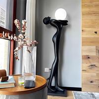 Lampes sur pied sculpturales en résine noire, clusters de sphères LED – Motif floral peint à la main, éclairage artistique de qualité muséale