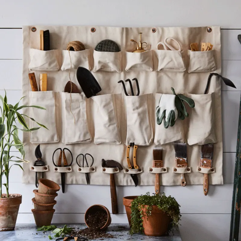 Hanging Storage Bag Canvas Wall Organizer Kitchen Storage Hanging Bag Garden Tools Keeper Holder