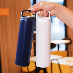 Thermos à vide droit de 500 ml et 600 ml avec poignée de transport, bouteille d'eau portable en acier inoxydable 304, logo personnalisé - Product Image 2