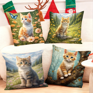 Những chú mèo con đáng yêu trong cảnh quan thiên nhiên tô điểm cho những chiếc gối ôm ấm áp để trang trí ngày lễ. - Product Image 1