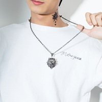 Collier pendentif tête de loup en acier inoxydable style hip-hop nordique pour homme, bijou de mode rétro tendance pour soirée