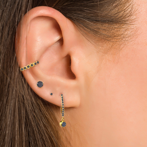 ROXI S925 <b>Sterling</b> <b>Silver</b> <b>Earrings</b> 4 Piece <b>Set</b> <b>Stud</b> Hoop <b>Earrings</b> Black Turquoise Zircon Jewelry <b>Set</b> - Product Image 4