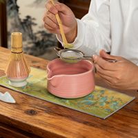 Ensemble de cérémonie du thé matcha japonais avec fouet en bambou biologique Chasen, bol à matcha personnalisé avec logo CS, 4 à 7 pièces, avec bec verseur