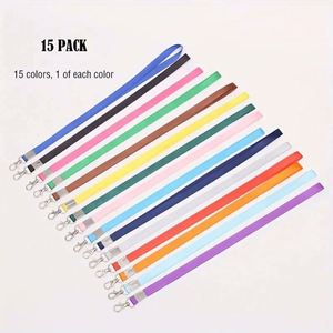 15 couleurs de lanières avec clip pour badges d'identification et clés, lanière de cou durable, porte-badges, porte-monnaie, porte-téléphone, porte-clés USB - Product Image 3