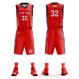 Maglia da basket da uomo in maglia di poliestere ricamata alta qualità con stampa di sublimazione stampata con logo personalizzato - Product Image 3