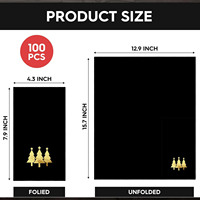 Servilletas Desechables Decorativas de Papel Negro con Lámina Dorada de Árboles de Navidad para Almuerzo y Cena