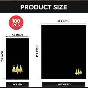 Serviettes de table jetables décoratives <span class=keywords><strong>en</strong></span> <span class=keywords><strong>papier</strong></span> noir avec feuille d'or pour le dîner et le déjeuner, motif arbres de Noël - Product Image 2