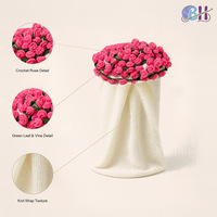 Bouquet de roses en fil crocheté fait main BH, arrangement floral artificiel réaliste, réutilisable, décoration moderne pour Noël, fête des mères
