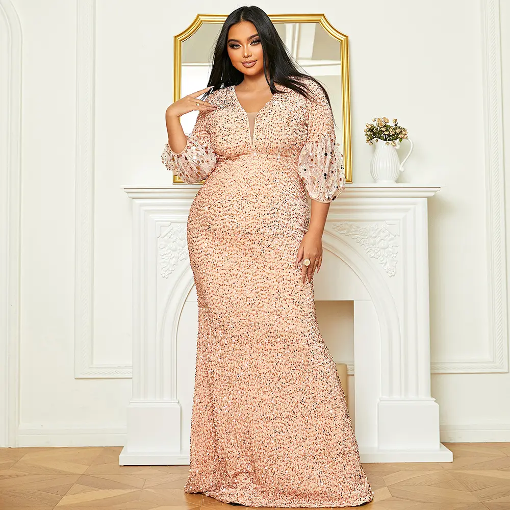 BR2895 plus size women's long wedding party banquet light luxury evening dress for women