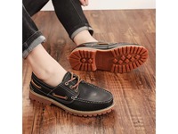 Chaussures bateau classiques haut de gamme en cuir pleine fleur à lacets, confortables, basses, antidérapantes, résistantes à l'abrasion, respirantes et désodorisantes