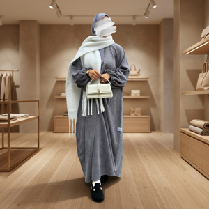 Abayas d'hiver de luxe en soie anti-plis faites à la main pour femmes, tenues de prière modestes, accessoires vestimentaires traditionnels musulmans - Product Image 3