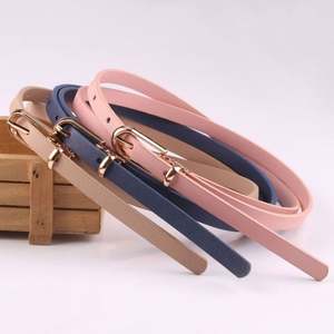 PU Leather <b>Women's</b> Dress <b>Belt</b> Candy Color Yellow Red Pink <b>Brown</b> Thin Narrow Strap Alloy Buckle R2202 - Product Image 2