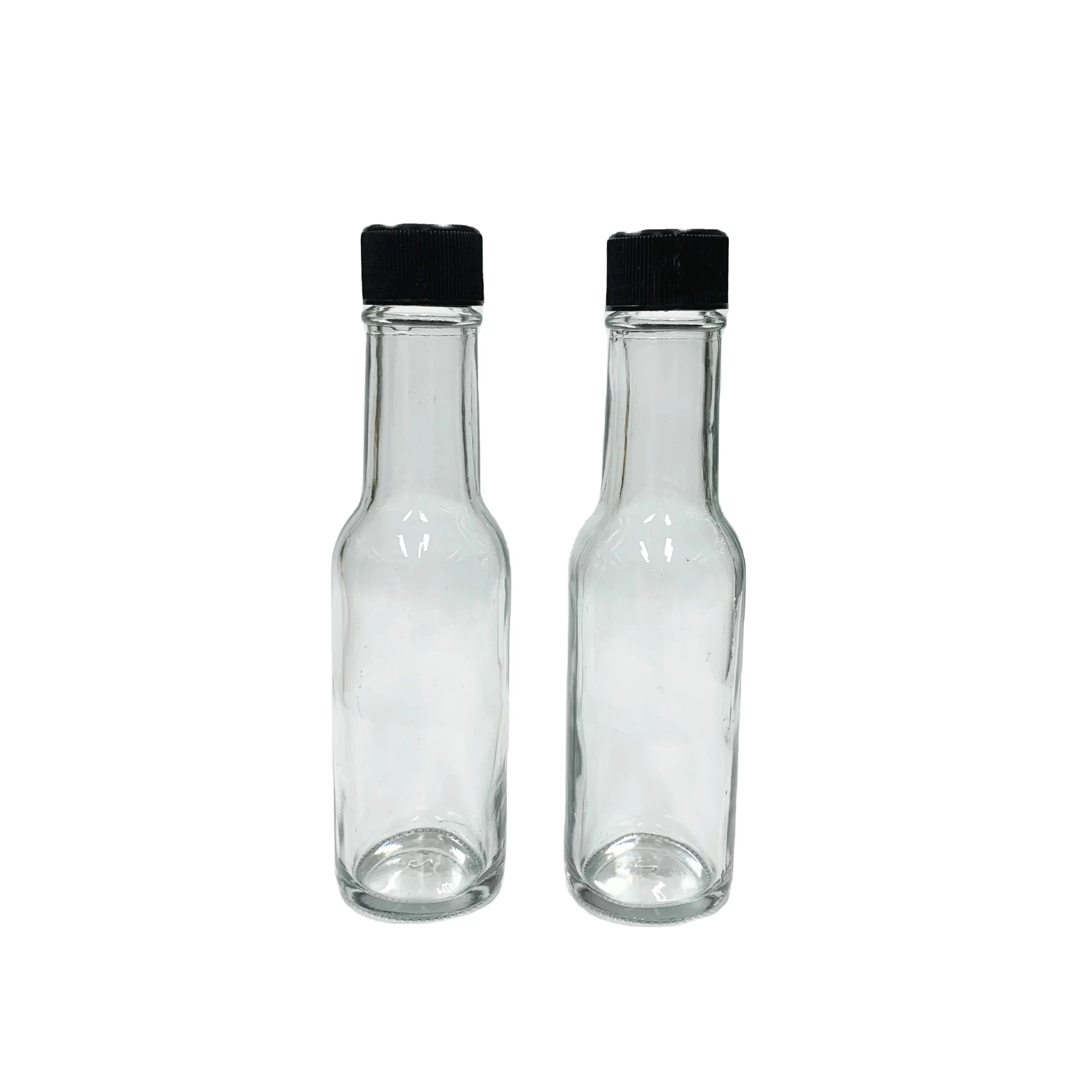 3Oz 100Ml Woozy Hot Saus Glazen Fles Met Zwarte Plastic Deksel