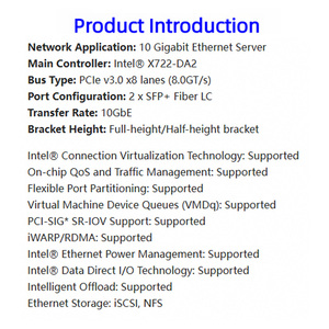 Carte réseau interne filaire pour serveur, double port SFP+ 1G, PCIe X8 X722-DA2, pour hôtes multi-VM <span class=keywords><strong>VMware</strong></span> ESXi / Proxmox VE - Vente en gros - Product Image 2