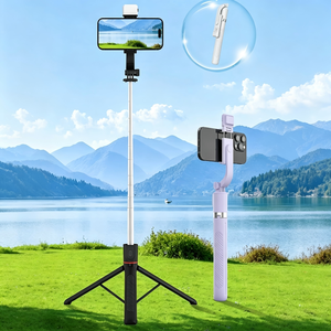 Soporte para Teléfono con Palo Selfie X17D, Trípode Extensible <span class=keywords><strong>de</strong></span> 1.7m con Luz <span class=keywords><strong>de</strong></span> Relleno, Rotación <span class=keywords><strong>de</strong></span> 360°, Control Remoto, <span class=keywords><strong>Acero</strong></span> <span class=keywords><strong>Inoxidable</strong></span>, Morado - Product Image 2