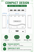 1x4 Splitter 4K 30Hz mit Integriertem Signal-Equalizer für Langstreckentransmission, CEC-Pass-Through für Überwachungsraum und Einkaufszentrum-Beschilderung