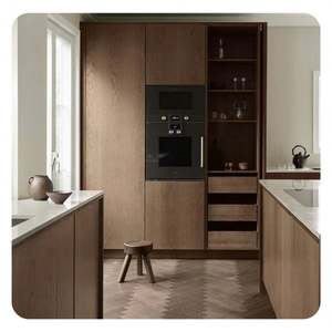Modern Kitchen Design <b>Cabinet</b> Walnut Wood Veneer Kitchen <b>Cabinets</b> Designs Modular Modern Island Kitchen <b>Cabinet</b> - Product Image 1