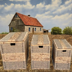 Set of 3 Rustic Rectangular Rattan Storage <b>Bins</b> - Handmade Woven Baskets for Living Room Organization - Product Image 1