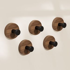 Phong cách Bắc Âu phòng ngủ đơn móc nhỏ Walnut gỗ áo giá gỗ trang trí tường móc - Product Image 1