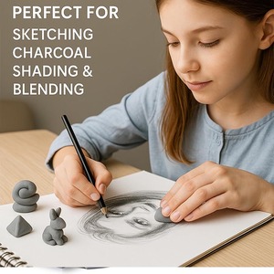 Foska Nettoyage facile Grande taille Couleur grise Matériau en caoutchouc de qualité supérieure Correction des gommes pétries pour artistes Dessin Fournitures d'art - Product Image 6