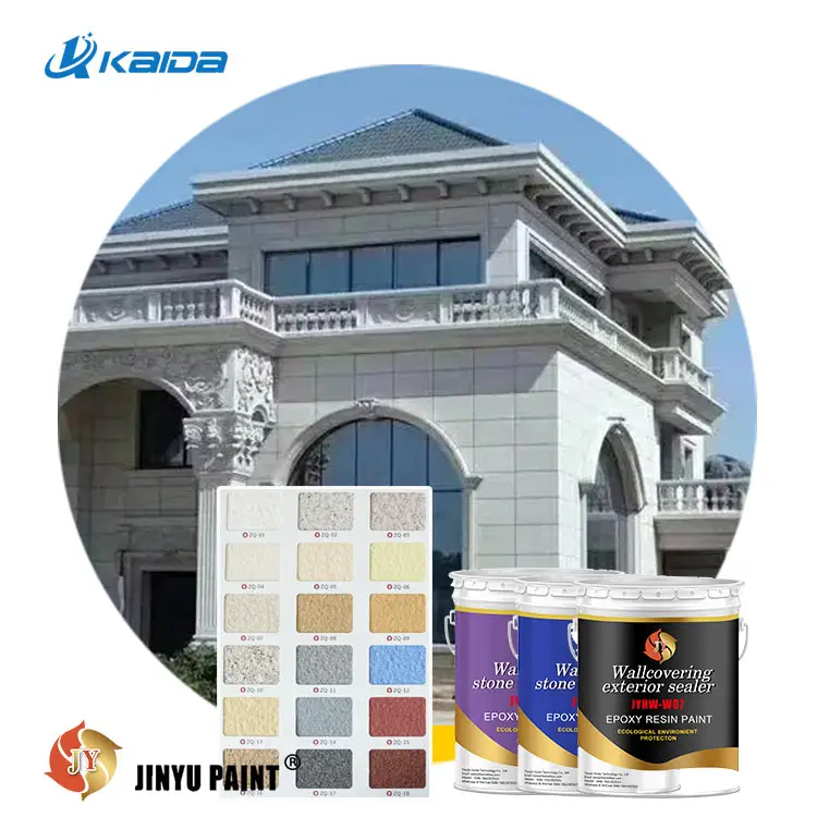 Jinyu Factory Paints revestimiento de piedra de imitación pintura de casa impermeable textura de piedra Natural fachada pared renovación pintura de pared