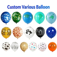 Ballons en latex imprimés animaux de 12 pouces, imprimés zèbre, léopard, vache, ballons imprimés jungle safari, décoration de fête d'anniversaire pour enfants, vente en gros