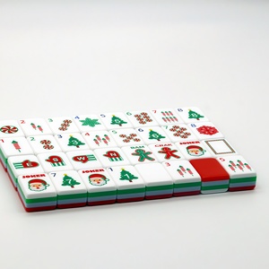 Juego de Mahjong de Plástico Rojo de Lujo Moderno, en Oferta, con Fichas Acrílicas Grabadas de Cuatro Capas en Estilo Navideño para Póker - Product Image 5