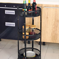 Étagère de rangement pliable à trois niveaux en métal pour cuisine, chariot à collations en acier pour usage domestique avec emballage en boîte, support pour fruits et légumes