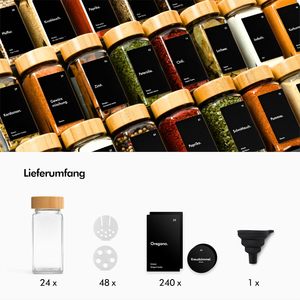 24 pots à épices en verre de 120 ml, compatibles micro-ondes, avec couvercles en bambou, emballage carton, pour le rangement des épices de cuisine - Product Image 2