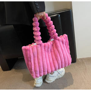 Bolsos de Mano con Asa Superior para Mujer, Invierno 2025, Color Caramelo, Casual, con Bolsillos Suaves, Gran Capacidad, de Felpa - Product Image 3