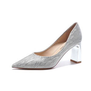 Chaussures de mariée à talons carrés et bout pointu pour femmes, modèle 7777D, avec paillettes - Product Image 5