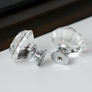 Boutons de meubles en cristal rose, jaune, transparents, en forme de diamant, poignées faciles à installer pour armoire et salon - Product Image 4