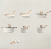 Ensemble de casseroles et poêles antiadhésives, batterie de cuisine 13 pièces, compatible induction, revêtement granit, nettoyage facile, poignées froides au toucher, avec cuiseur vapeur