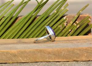 92.5 Sterling Silver Natural Charoite Gemstone Smooth Pear Shape Women Cute Jewelry <b>Finger</b> <b>Ring</b> Gift Wholesale - Product Image 3