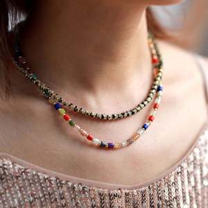 Collar de Moda con Cuentas de Acero Inoxidable y Colgante de Piedra Natural en Forma de Cilindro Pequeño Zoryn para Mujer - Product Image 4