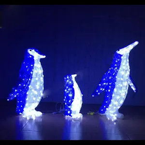 Theme Holiday Sculpture Decoration Zoo Park 3D Theme Penguin Motif Light