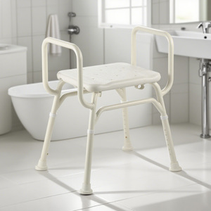 Chaise de douche réglable en aluminium Foxconn, capacité 160 lb, avec siège en HDPE pour personnes âgées, handicapées, femmes enceintes, sécurité dans la salle de bain - Product Image 1