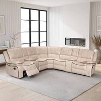 Canapé d'angle modulable en L, capitonné, avec fonction manuelle de relaxation, rembourrage en éponge et pieds en métal, pour salon moderne