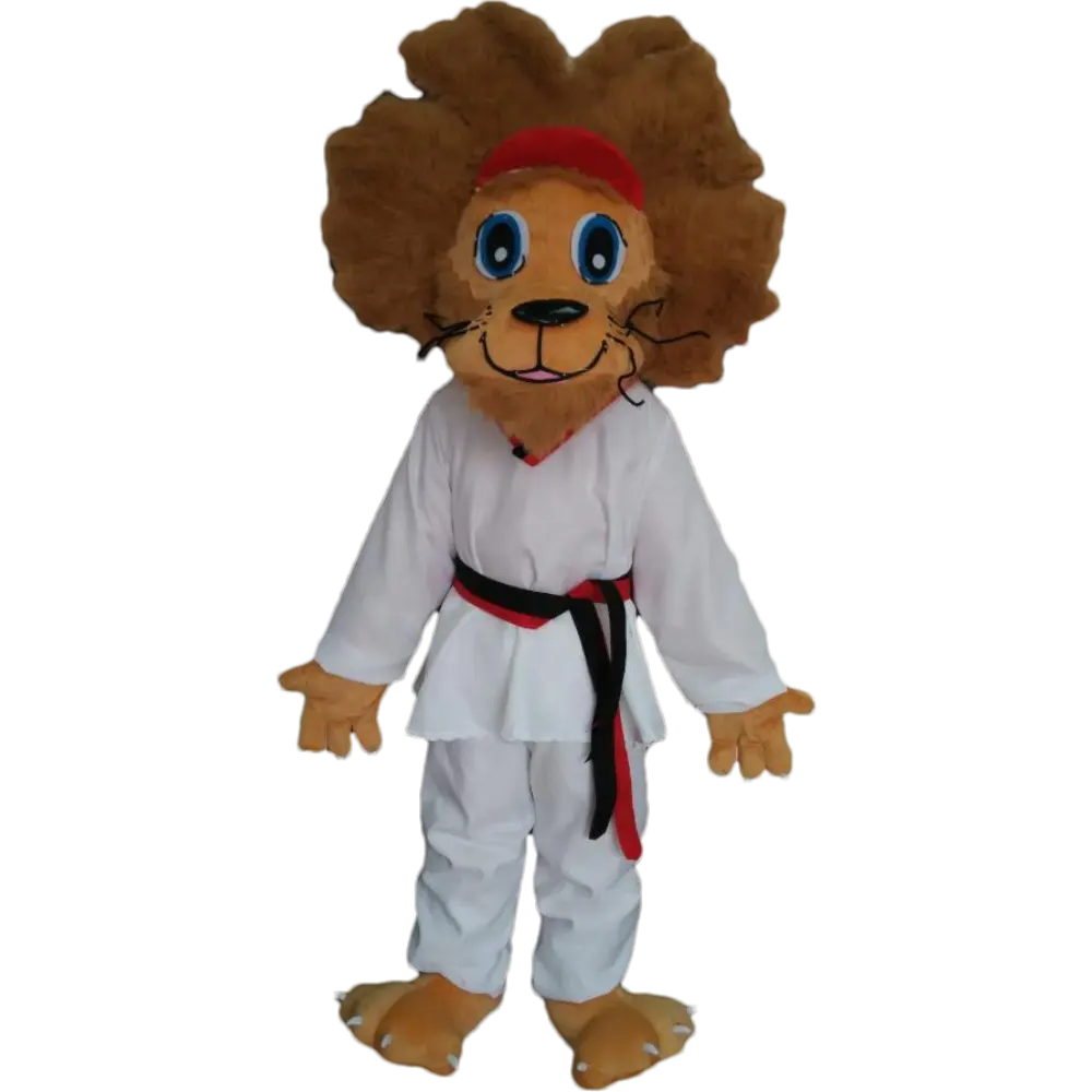 Trajes personalizados de cosplay de mascote de desenho animado personagem adulto trajes de pele de leão de taekwondo para venda