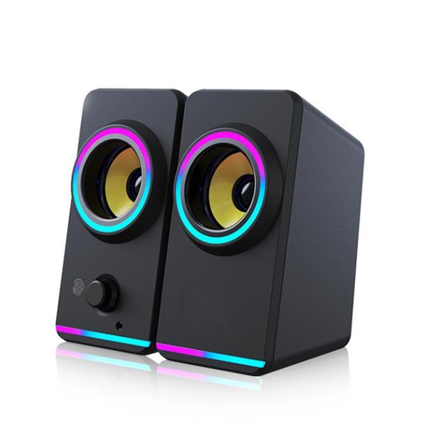 Premium Stereo Sound 2.5 Inch Horn Amplifier Colorful Tablet Computer PC Speaker Multimedia Gaming USB Speaker RGB Light