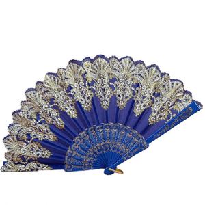 Éventail pliant en plastique coloré avec dentelle, idéal pour la danse, les festivals chinois/espagnols, les spectacles, les mariages d'été et comme cadeau – Vente en gros - Product Image 1