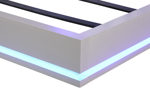 <b>Queen</b> <b>Size</b> Modern Adjustable LED Storage <b>Bed</b> with Wood Upholstery in Milky White - Product Image 6